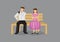 Using Mobile Phone on a Date Vector Illustration
