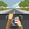 Using mobile phone while driving. Flat  illustration