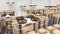 Using technology to control warehouse drones, automated delivery drones, air cargo drones, 3D rendering