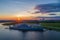 The USS Alabama Battleship at sunset in October 2020