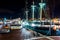 The USS Constellation at night, in the Inner Harbor of Baltimore