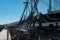 USS Constitution seen in dry dock in Boston, MA, USA.