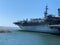 The USS Midway, retired Navy ship, stands at San Diego harbor