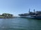 The USS Midway, retired Navy ship, stands at San Diego harbor