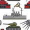 USSR military equipment architecture and technology seamless pattern