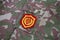 USSR military uniform - Soviet Army Mechanized infantry shoulder patch on camouflage uniform background