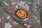 USSR military uniform - Soviet Army Mechanized infantry shoulder patch on camouflage uniform background