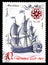 Ussr post stamp shows old russian sailing warship