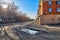 UST-KAMENOGORSK, KAZAKHSTAN - APRIL 04, 2020: Strange, amazing, unusual view of the empty streets of spring Ust-Kamenogorsk due to