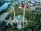 UST-KAMENOGORSK, KAZAKHSTAN QAZAQSTAN - August 08, 2019: Beautiful panoramic aerial drone view to Central City Mosque in Oskemen