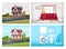 Usual household incidents semi flat vector illustration set