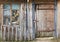 Usual no name wooden vintage  wall of rural shed for storage of firewood and agricultural tools