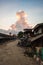 An usual street overshadowed by a huge cloud in Mrauk U, Myanmar