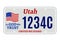 Utah car license plate usa number vector retro sign. American utah state plate license