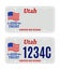 Utah car license plate usa number vector retro sign. American utah state plate license