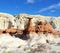 Utah/Grand Staircase Escalante: The Toadstools Area: Brown Hoodos Against White Cliffs