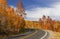 Utah Hwy 39  road that travels across Wasatch mountains in autumn time