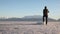 Utah Lake Frozen and Man Looking Tight