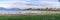 Utah lake shore panorama with distant houses