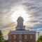 Utah Office of Tourism building with sun behind