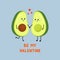 Ð¡ute avocado falling in love. Love and Valentine\\\'s Day concept. Be my Valentine. Illustration isolated on blue background