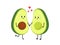 Ð¡ute avocado falling in love. Love and Valentine\\\'s Day concept. Illustration isolated on white background