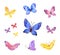 Ð¡ute butterflies set. Hand painted watercolor illustrations