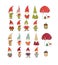 ute cartoon gnomes. New Year s set. Christmas elves. Vector