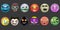 Ð¡ute emoji halloween witch happy pumpkin smile face Frankenstein ghost smilling werewolf eps zombie