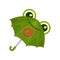 ute green frog umbrella vector Illustration on a white background