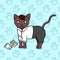 Ñute kitty, business cat, baby vector illustration, seamless background pattern