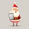 Ute Santa Claus with digital tablet - vector illustration isolated