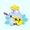 Ð¡ute sloth playing guitar. vector illustration