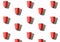utensils background cups pattern red mugs white