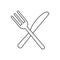 Utensils kitchen crossed fork and knife outline
