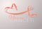 Uterine Cancer Awareness Calligraphy Poster Design. Realistic Peach Ribbon. September is Cancer Awareness Month. Vector