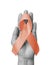 Uterine and Gynecologic Cancer Awareness ribbon (isolated with clipping path) with peach bow color on white background