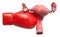 Uterine pain. Female uterus with boxing glove. 3D rendering