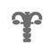 Uterus, cervix, ovaries, vagina, human organ grey icon.