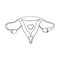 Uterus female reproductive organs with heart sketch hand drawn doodle. icon, poster, vector, monochrome, minimalism, body, health