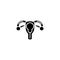 Uterus ovaries black icon concept. Uterus ovaries flat vector symbol, sign, illustration.