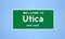 Utica, New York city limit sign. Town sign from the USA.