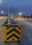 UTICA, NEW YORK - SEP 30, 2018: Night shot of Utica Interstate Highway with Cross Road Cushion in the Foreground