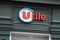 utile Super U supermarket wall entrance store french shop brand sign market logo text