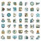 Utilities icons set line color vector