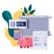 Utility bills and saving resources concept. Vector flat illustration. Heating invoice payment