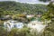 Utility houses, bridge and waterfall in Krka National Park, Croatia