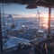 Utopian Arctic Energy City Sunset
