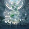 Utopian Oasis: Futuristic Cityscape with Biological Architecture and People.