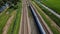 Utrecht, 27th of June 2022, The Netherlands. Sustainable NS commuter passenger train. Green electric. FPV drone follow